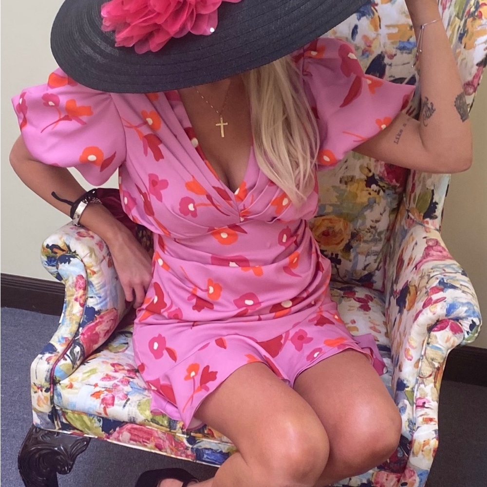 BOSKEMPER Floral Ruffle Pink Dress